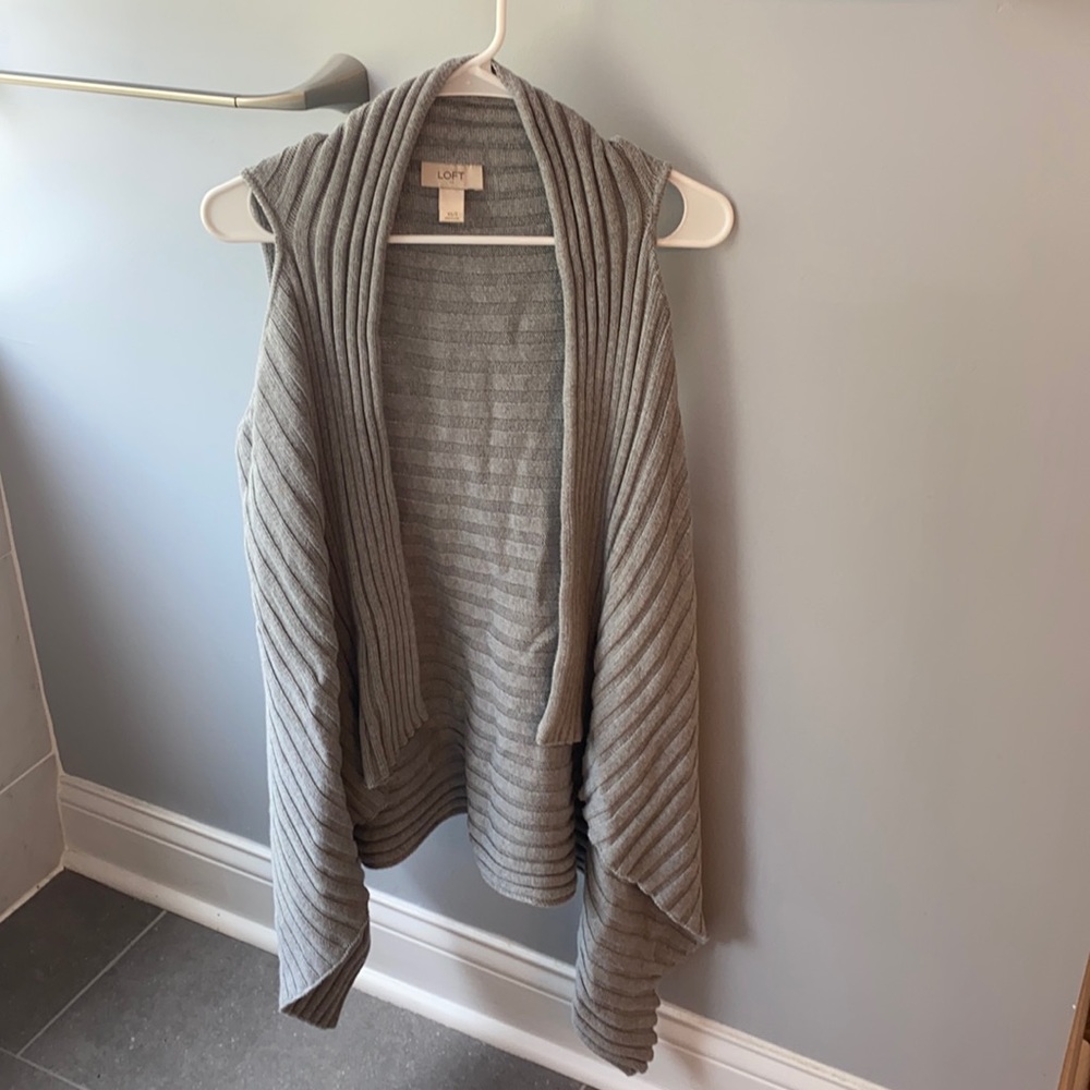 Long open front knit vest